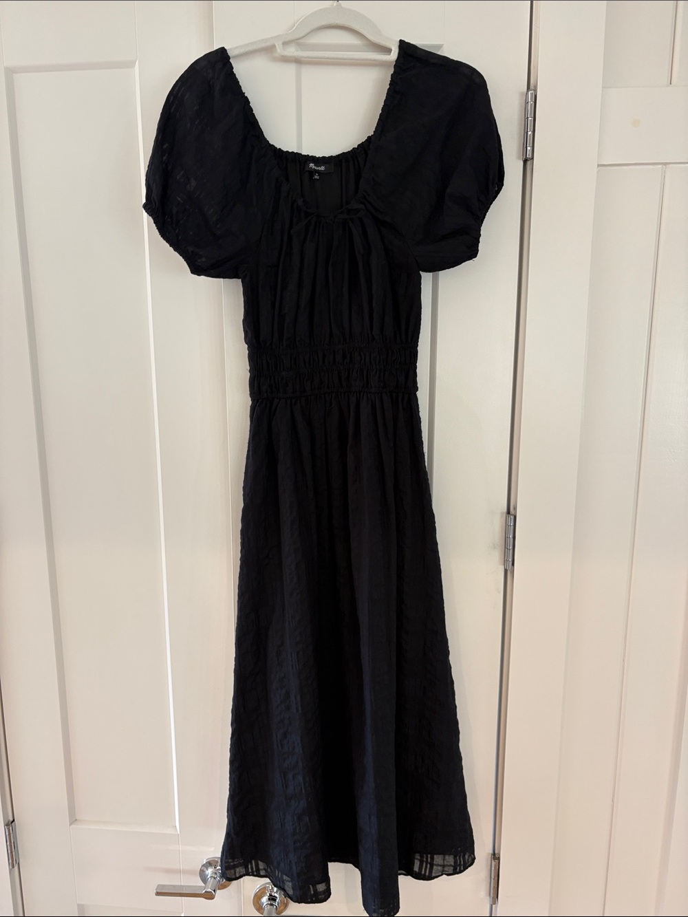 Madewell Black Puff-Sleeve Midi Dress